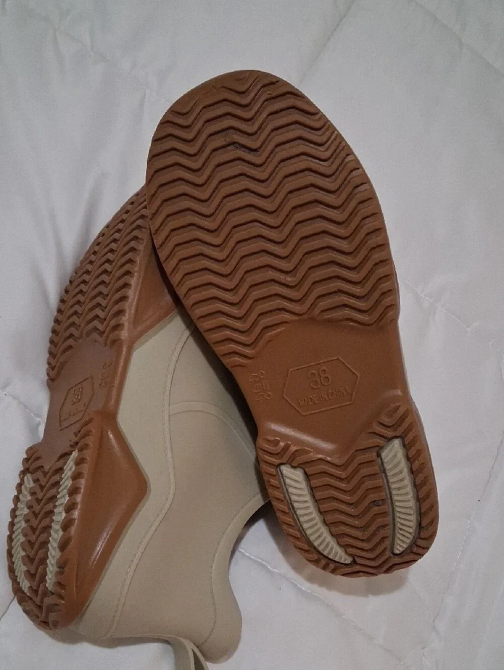 Wemuta Women's Pale Green And Brown Short Rain Boots 7.5